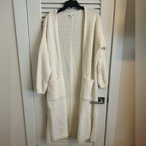 Topshop Cream Long Knit Cardigan duster